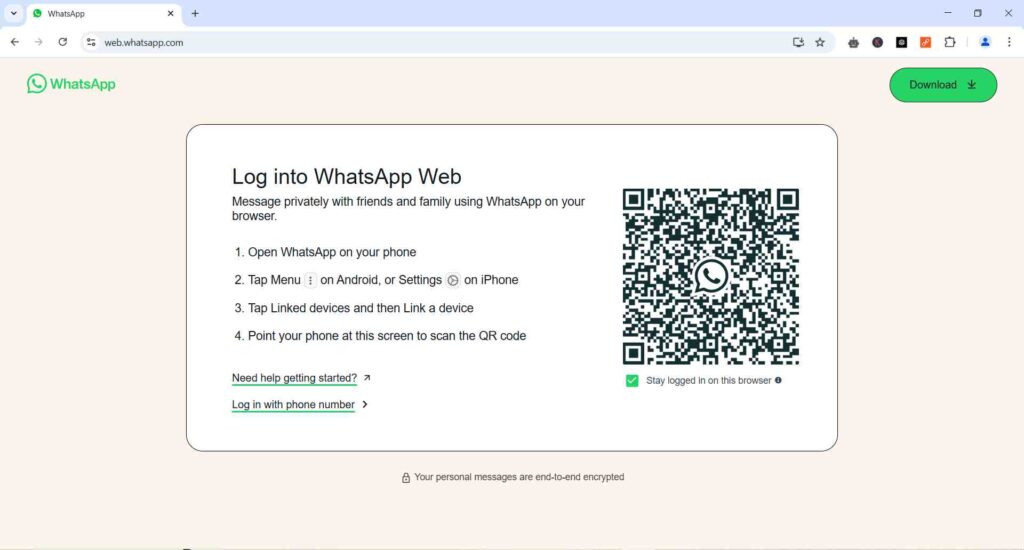 QR Code will appear on your desktop screen