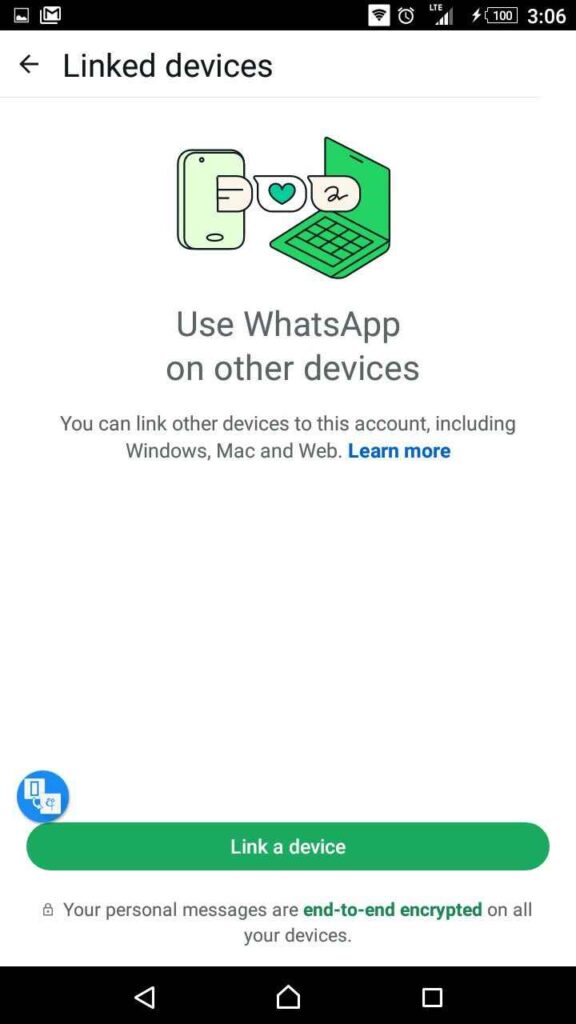 Tap the “Link a device” button on the screen